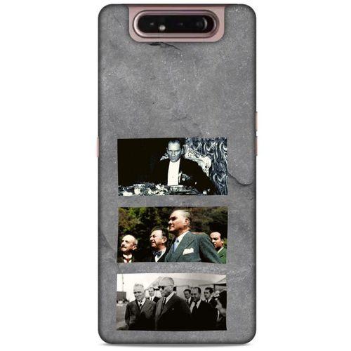 Samsung Galaxy A80 Kılıf Atatürk (12) Koruyucu Silikon Gri