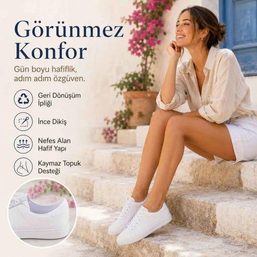 Kadın Görünmez Sneaker Babet Çorap 12'li | Geri Dönüşüm İplikli, Nefes Alan, Siyah Beyaz Gri