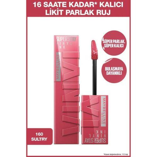 Maybelline New York Super Stay Vinyl Ink Uzun Süre Kalıcı Likit Parlak Ruj 160 Sultry