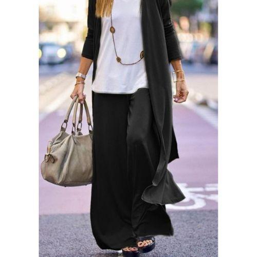 Kadın Uzun Kollu önü Açık Viskon Ceket Ve Pantolon Ikili Takım