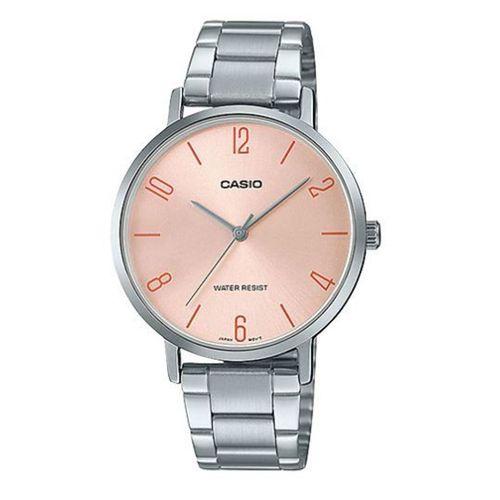 Casio LTP-VT01D-4B2UDF Quartz Çelik Gri Pembe Kadran 34 mm Kadın Kol Saati