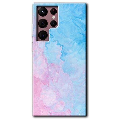 MRCİLETİSİM Samsung Galaxy S22 Ultra Kılıf HD Desen Baskılı Arka Kapak + Temperli Cam - Blue Art