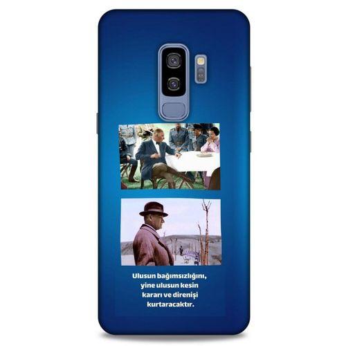 Samsung Galaxy S9 Plus Kılıf Atatürk (6) Silikon Kılıf Koyu Mavi
