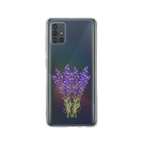 Samsung A71 Mor Çiçek Desenli Premium Şeffaf Silikon Kılıf