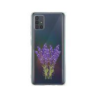 Samsung A71 Mor Çiçek Desenli Premium Şeffaf Silikon Kılıf