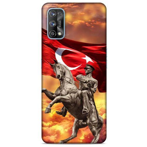 Oppo Realme 7 Pro Kılıf Atatürk (47) Crystal Flex Kılıf Kızıl Bulut