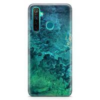 Oppo Realme 5 Pro Kılıf Mavi Yeşil Plazma Arka Kapak Koruma Desenli Full Koruyucu