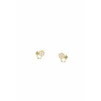 Gümüş İğneli Çiçek Küpe - Altın