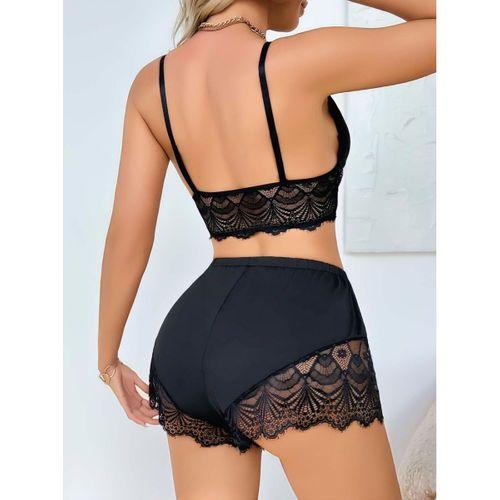 Kadın Siyah Dantel Detaylı Şortlu Pijama Takımı 5054