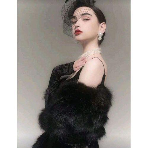 Kürk Orijinal Siyah Seksi Omuzluk Şık Kürk