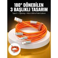 120w 3 İn 1 Uyumlu Silikon Şarj Kablosu Hızlı Şarj Kablosu