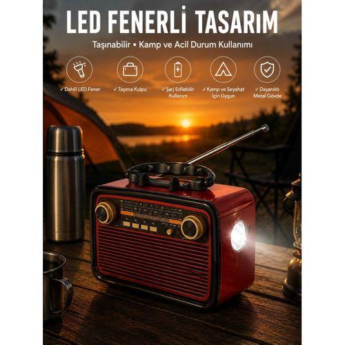 Eskitme Nostalji Tasarımlı Bluetoothlu Nostalji Radyo Ahşap Nostaljik Görünümlü