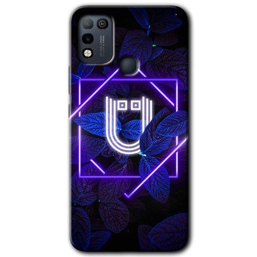 İnfinix Hot 10 Play Kılıf HD Desen Baskılı Arka Kapak - Dark Neon Yaprak Ü Harfi