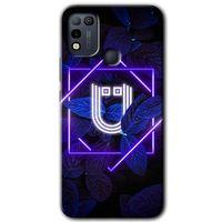 İnfinix Hot 10 Play Kılıf HD Desen Baskılı Arka Kapak - Dark Neon Yaprak Ü Harfi