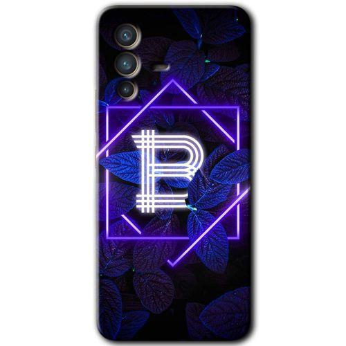 Vivo V23 5G Kılıf HD Desen Baskılı Arka Kapak - Dark Neon Yaprak B Harfi + Kırılmaz Cam
