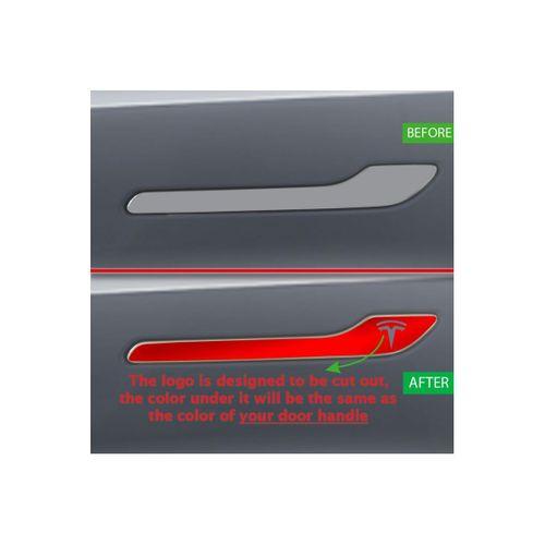 Tesla Model 3 - Y Için Özel Kesim Tesla Logolu Kapı Kolu REFLEKTİF Sticker Seti (4'lü Set)