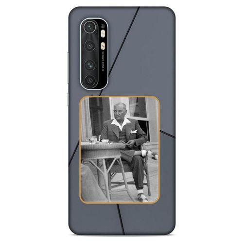 Xiaomi Mi Note 10 Lite Kılıf Atatürk (31) TPU Kılıf Koyu Gri