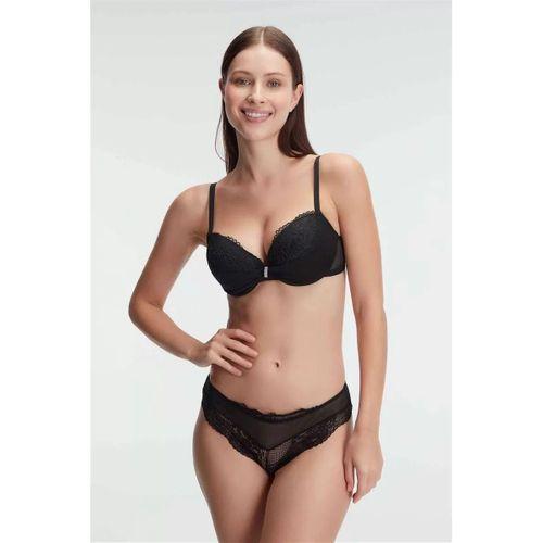 Balenli Destekli Dolgulu Taşlı Dantelli Sütyen Ve Slip Takım