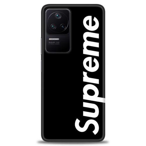 Xiaomi Poco F4 Kılıf HD Baskılı Kılıf - Supreme Siyah + Tam Ekran Koruyucu