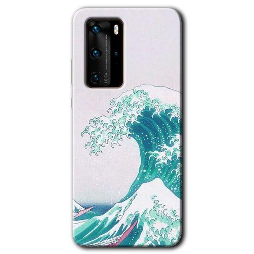 MRCİLETİSİM Huawei P40 Pro Kılıf HD Desen Baskılı Arka Kapak + Temperli Cam - Dalga