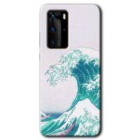 MRCİLETİSİM Huawei P40 Pro Kılıf HD Desen Baskılı Arka Kapak + Temperli Cam - Dalga