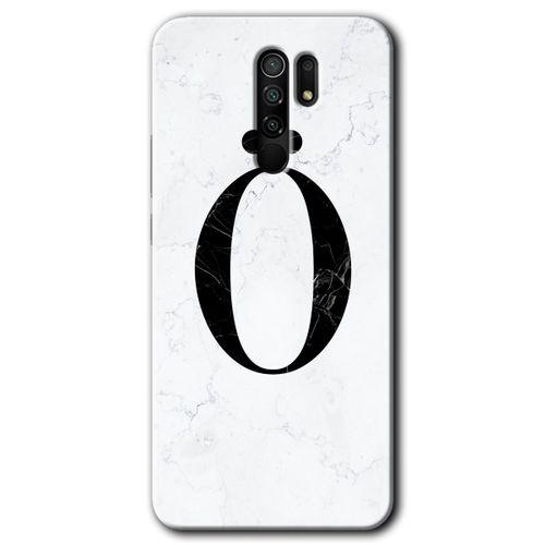 Xiaomi Redmi 9 Kılıf Baskılı Kapak - Beyaz Mermer Desenli Ö Harfi + 5D Tam Kaplayan Cam