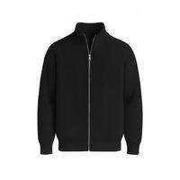 Woody Oversize Selanik Örme Fermuarlı Erkek Hırka- Siyah