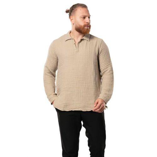 Uzun Kol Double Müslin Erkek Sonbahar ve Kışlık Sweatshirt Vizon Vzn
