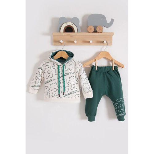 Çapraz Bears Kapüşonlu % 100 Pamuk Erkek Bebek Takımı