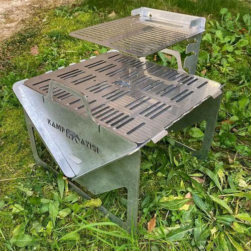 Kamp Ayısı® GrillogyBox™ Katlanır Pratik Asansörlü Mangal, 2mm Çelik, Özel Çantalı