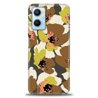 Oppo A96 4G Kılıf HD Baskılı Kılıf - Yeşil Kahve Çiçekler + Tam Ekran Koruyucu