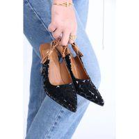 Toran Siyah Rugan Siyah Süet Detaylı Topuklu Ayakkabı