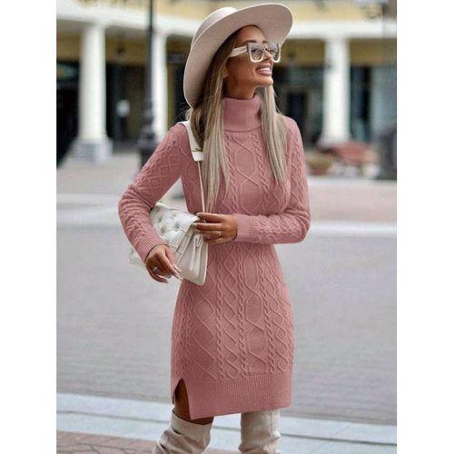 Loren Yünlü Motifli Midi Boy Triko Elbise