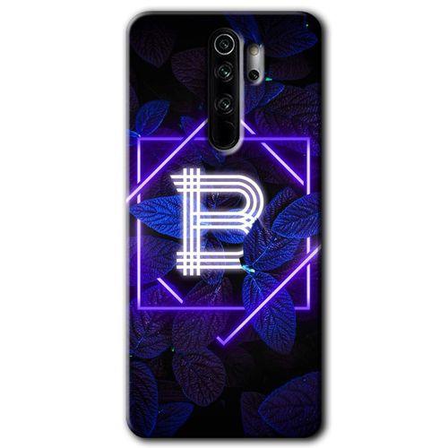 MRCİLETİSİM Xiaomi Redmi Note 8 Pro Kılıf HD Desen Baskılı Arka Kapak + Temperli Cam - Dark Neon Yaprak B Harfi