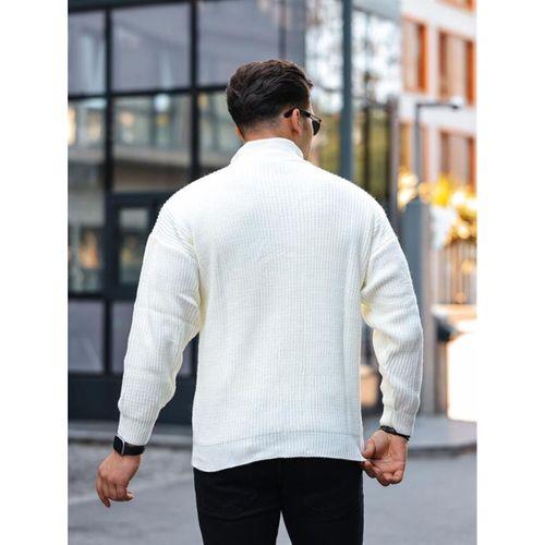 Premium Yarım Fermuar Boğazlı Kazak - Ekru