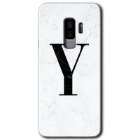 Galaxy S9 Plus Kılıf HD Desen Baskılı Arka Kapak - Beyaz Mermer Desenli Y Harfi + Kırılmaz Cam
