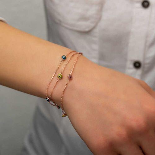 Gümüş Rose Nazar Bileklik