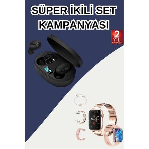 Nabız Ölçer Hediye Bileklikli Akıllı Saat Ve Dijital Göstergeli Bluetooth Kulaklık Çoklu Şarj Girişi
