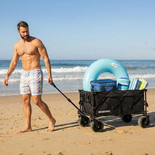 WORKPRO WP285016 100Kg 4 Tekerli Katlanabilir Ağır Hizmet Taşıma Arabası / Plaj Arabası
