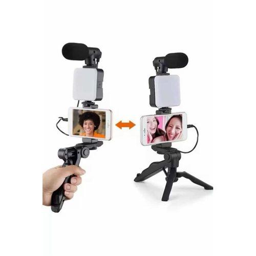 Telefon Tutucu Mikrofonlu Işıklı Youtuber Video Kayıt