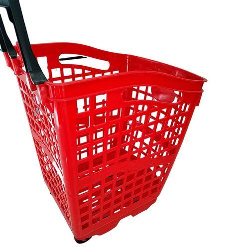 Alışveriş Plastik Market Sepeti 70 LT Tekerlekli Kırmızı