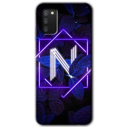 Galaxy A02s Kılıf HD Desen Baskılı Arka Kapak - Dark Neon Yaprak N Harfi