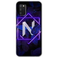 Galaxy A02s Kılıf HD Desen Baskılı Arka Kapak - Dark Neon Yaprak N Harfi