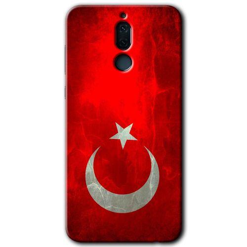 Huawei Mate 10 Lite Kılıf Baskılı Kapak - Albayrak + 5D Tam Kaplayan Cam