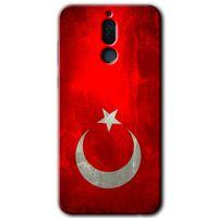 Huawei Mate 10 Lite Kılıf Baskılı Kapak - Albayrak + 5D Tam Kaplayan Cam