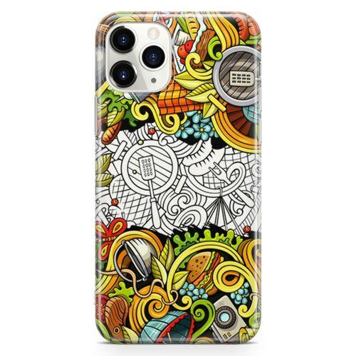 Apple iPhone 11 Pro Max Kılıf Piknik Doodle Arka Kapak Koruma Desenli Full Koruyucu