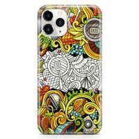 Apple iPhone 11 Pro Max Kılıf Piknik Doodle Arka Kapak Koruma Desenli Full Koruyucu