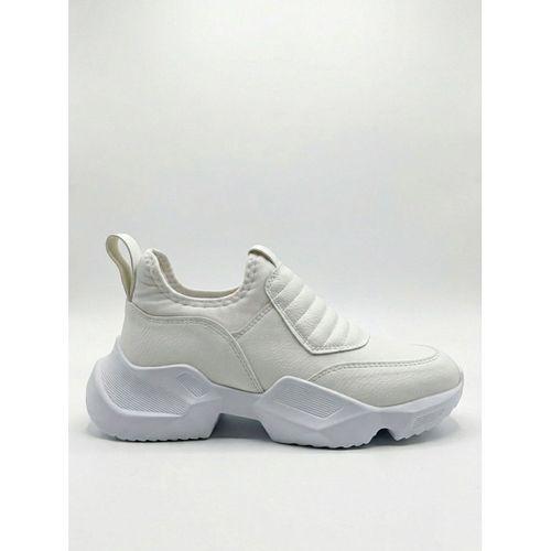 BA0402 Bağcıksız Rahat Yüksek Taban Beyaz Erkek Spor Yarım Bilek Bot