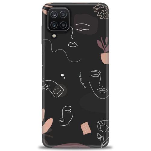 Samsung Galaxy A12 Kılıf HD Baskılı Kılıf - Siyah Silüet + Tam Ekran Koruyucu