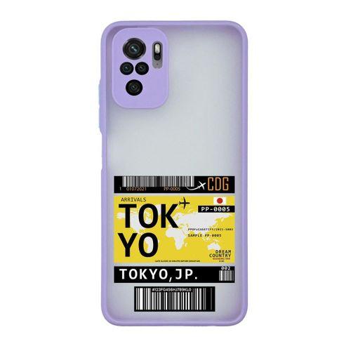 Xiaomi Redmi Note 10s Uyumlu Tokyo Ticket Desenli Kamera Korumalı Buzlu Şeffaf Lüx Telefon Kılıfı
